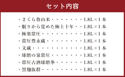 奥球磨の米焼酎(常圧) 飲みくらべ 1.8L×8本セット 合計 14.4L 米 焼酎 お酒 熊本県 水上村