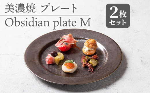 【美濃焼】 プレートM 2枚セット Obsidian plate M pair set  食器 器 うつわ 多治見市/柴田商店  [TAL073]