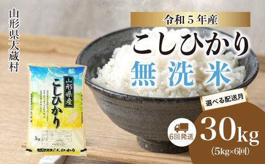 令和5年産 大蔵村 コシヒカリ 【無洗米】 定期便 30kg （5kg×1か月間隔