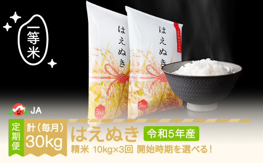 米 新米 はえぬき 毎月定期便 10kg×3回 精米 令和5年産 2024年2月上旬