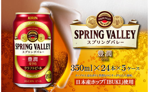 9月30日まで 受付終了【キリン】クラフトビール スプリングバレー SPRING VALLEY 豊潤 496 350ml × 24本 × 5ケース【ビール お酒 BBQ 宅飲み 家飲み 晩酌 ギフト ケース 缶ビール KIRIN 麒麟 きりん キリンビール 人気 】 ＜ ビールの里 農家 支援 応援 ＞ 