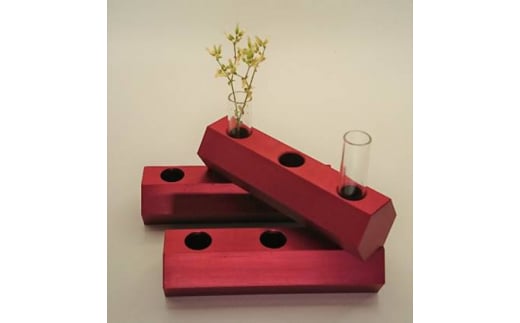アルミ一輪挿し　六角　レッド　おしゃれ　お花　フラワーベース　花瓶　シンプル　４色展開
