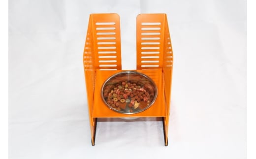 ペット食器台　Ｓ（小）オレンジ　フードボール　犬　猫　ペット用品　4色展開　
