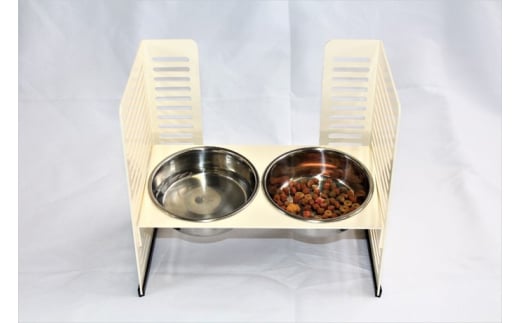 ペット食器台　M（中）クリーム　フードボール　2皿　犬　猫　ペット用品　4色展開