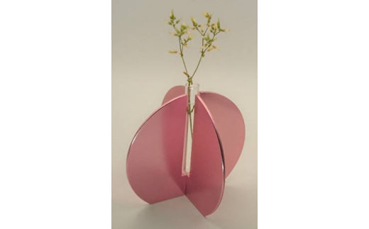 アルミ一輪挿し（気球）ピンク　おしゃれ　お花　フラワーベース　花瓶　シンプル　４色展開