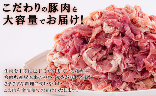 3ヶ月定期便】 宮崎県産 豚 小間 切れ 250g×10×3回 合計7.5kg こま