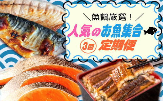 【全3回】魚鶴厳選！人気のお魚集合定期便（さば・銀鮭・うなぎ） 950624 - 和歌山県太地町