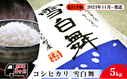 【令和5年度新米！先行予約】志賀高原の麓で育った 山ノ内町産コシヒカリ『雪白舞』5kg 3か月連続お届け！2023年11月～発送