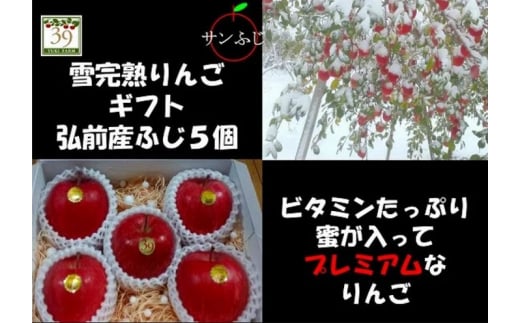 りんご 【 数量限定 】12月発送 雪完熟りんご 最高等級 蜜入り 糖度13度以上 「特選」弘前市産 サンふじ 約 2kg 5個入り【 弘前市産 青森りんご 】 893704 - 青森県弘前市