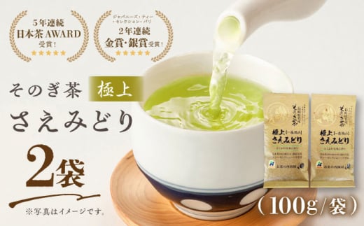 [5年連続日本茶AWARD受賞] そのぎ茶 (極上)「さえみどり」100g×2袋入り 茶 お茶 日本茶 茶葉 東彼杵町/西海園 [BAP005]