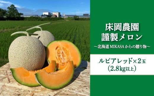 床岡農園・謹製メロン(2玉入り2.8㎏以上)～北海道MIKASAからの贈り物～【01165】