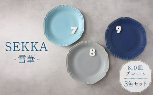 美濃焼】SEKKA-雪華- 8.0皿 大皿 プレート 3色 セット【789 ...