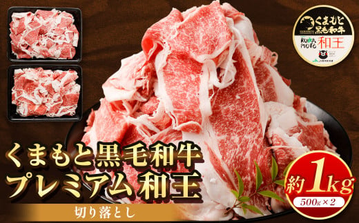 くまもと黒毛和牛 プレミアム和王 切り落とし 合計約1kg 牛肉 902156 - 熊本県熊本市
