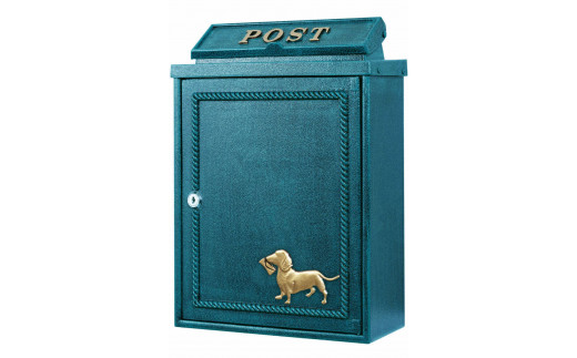 【9月30日受付終了】ポスト 郵便ポスト 猫 犬 鋳造 壁掛け 鍵付き A4対応 郵便受け おしゃれ  SJ05 23044-02 「犬ｘ緑（SJ05DG）」