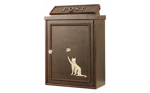 【9月30日受付終了】ポスト 郵便ポスト 猫 犬 鋳造 壁掛け 鍵付き A4対応 郵便受け おしゃれ  SJ05 23044-02 「猫ｘブロンズ（SJ05CW）」