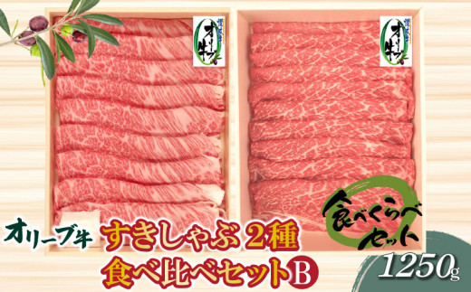 M04-0079_香川県産黒毛和牛 オリーブ牛 すきしゃぶ2種食べ比べセットB　計1250g