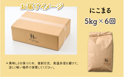 玄米】【令和5年産新米】《定期便6回》にこまる 5kg（計30kg） - 福井