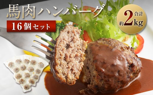馬肉ハンバーグ 16個セット 合計2.08kg 130g×16個 ハンバーグ 馬肉 惣菜 おかず 真空パック 909365 - 熊本県西原村