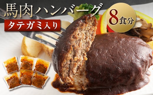 タテガミ入り馬肉ハンバーグ 8個セット 合計約1.6kg 200g×8個 デミグラスソース ハンバーグ 馬肉 惣菜 おかず 909434 - 熊本県西原村