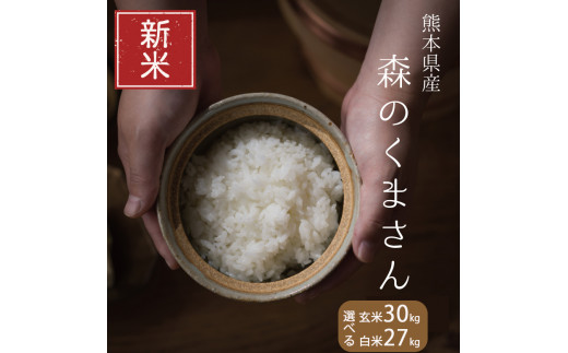 新米 令和5年産 森のくまさん 極パック 玄米 5kg × 6袋 / 熊本県玉名市