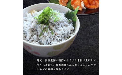 紀州湯浅醤油を使ったサーモンとカンパチの漬け＆釜揚げしらすの 海鮮丼 ３種セット 計３００g | 冷凍 漬け丼 シラス ※北海道・沖縄・離島への配送不可