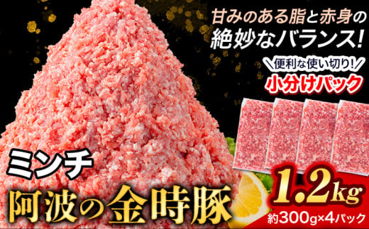 豚肉 阿波 金時豚 ミンチ 1.2kg アグリガーデン 《30日以内に出荷予定(土日祝除く)》豚肉 ブランド豚 肉 小分けパック 送料無料 徳島県 上板町 978313 - 徳島県上板町