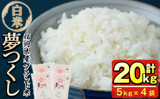 福岡県産ブランド米「夢つくし」無洗米(計20kg・5kg×4袋)お米 20キロ