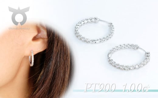 PT900 ダイヤモンド プラチナ ピアス 1.0ct 17783A Pt D PE 1052981 ...