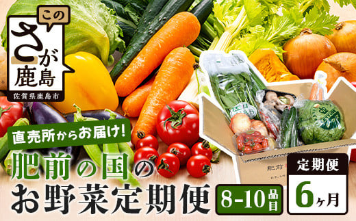 【野菜ソムリエ選定】肥前の国の お野菜 6ヶ月 定期便 新鮮 採れたて 野菜 詰め合わせ 8～10品目 F-20  