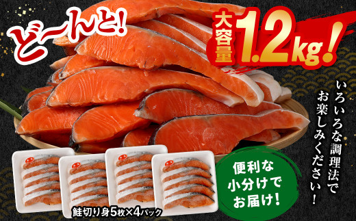 【6ヶ月定期便】鮭切り身20枚(5枚×4P) 計約1.2kg