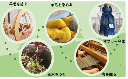 手紡ぎ100%草木染めのミニ・マフラー(B5)【06054】