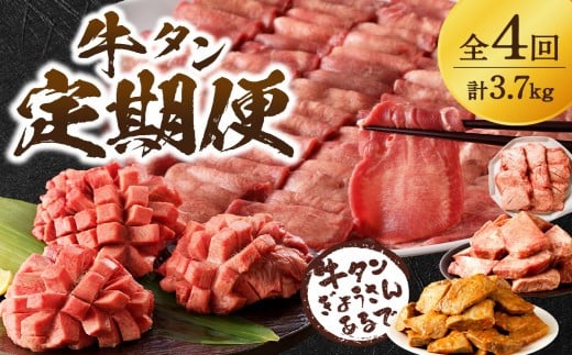 牛タン定期便 【全4回】《牛タン タン 厳選 定期便 牛肉 牛 焼肉 BBQ お取り寄せグルメ 食品 バーベキュー 送料無料 お取り寄せ 》