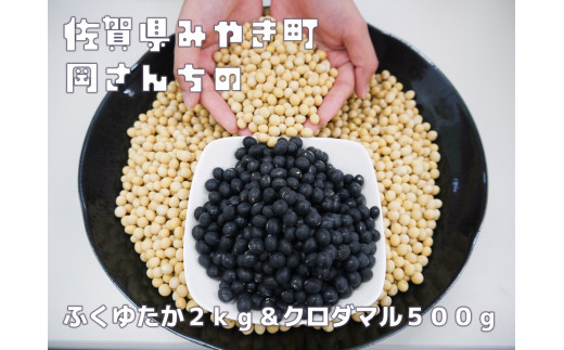 BE017_佐賀県みやき町農家岡さんちの大豆ふくゆたか1kg×2袋＆クロダマル500g