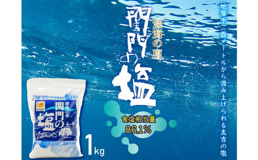 深海の恵み 関門の塩 合計1000g (1kg×1袋) ミネラル 塩 調味料 塩分濃度86.1％ カルシウム マグネシウム カリウム しお