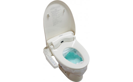 断水時使用例　洋式トイレにかぶせて使用可能です。