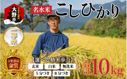 【令和６年産】越前大野産 一等米 帰山農園の棚田育ちコシヒカリ 10kg （5kg×2袋） 5分づき  307321 - 福井県大野市