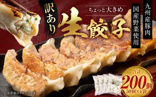 訳あり！ ちょっと大きめ 国産 生餃子 (ラー麦使用)  200個 (50個×4袋) 合計4kg ギョウザ 惣菜 おかず 冷凍 970671 - 福岡県太宰府市