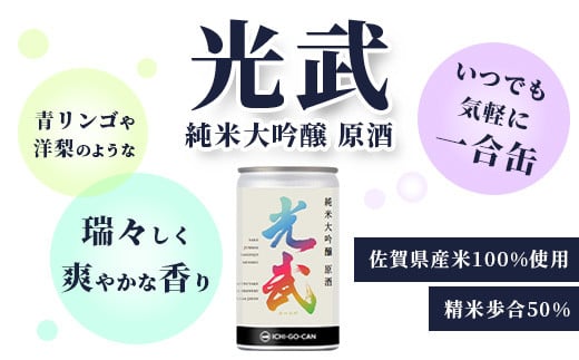 数量限定】一合缶の挑戦！！ 純米大吟醸 原酒 光武 【180ml×３０缶