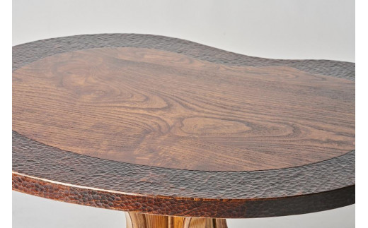 漆塗り触れ合い豆型リビング・ダイニングテーブル（小）椅子（優雅）2脚セット|