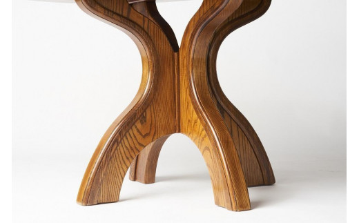 漆塗り触れ合い豆型リビング・ダイニングテーブル（小）椅子（優雅）2脚セット|