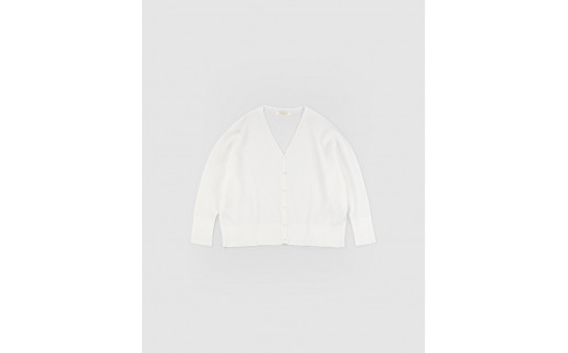 【天然素材/オーガニックコットン】普段使い　ショート丈カーディガン　日本製　Lサイズ　ホワイト[5839-9878]