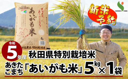 50P9023 新米予約！【令和5年産】秋田県特別栽培米あきたこまち「あいがも米」5kg