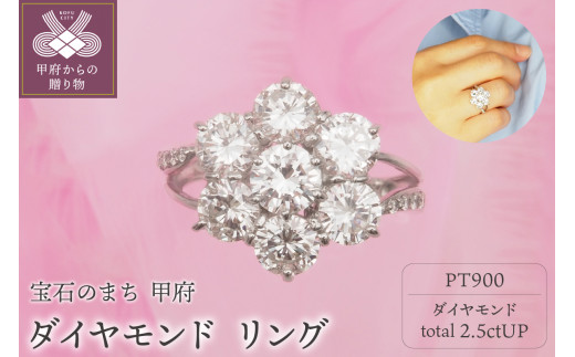 【サイズ：14号】プラチナ 2.5ctUP ダイヤモンド リング HR