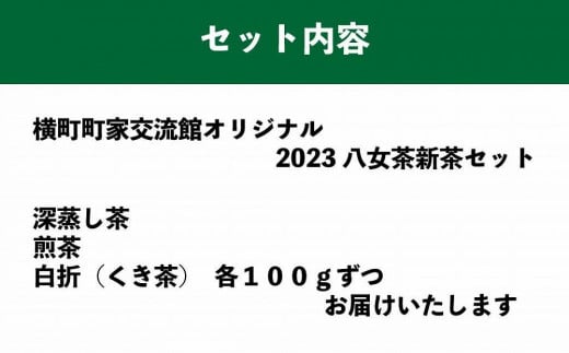 奥八女の茶葉を使った　三種の2023八女茶新茶セット　合計３００ｇ