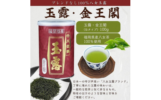 八女茶100％ 高級缶詰茶 3種 (玉露・高級煎茶・高級深むし茶) 100g×３缶＜岩崎園製茶＞