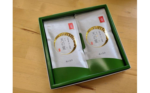 奥八女上陽茶　極上煎茶「天の葉」100ｇ×2本セット箱