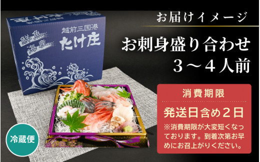 お楽しみ! 海鮮 お刺身 たけ庄盛り合わせセット（3～4人前）【［2