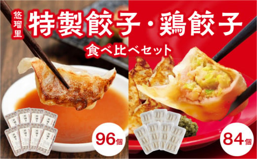 悠瑠里特製餃子96個&鶏餃子84個 食べ比べセット_M293-007 1001636 - 宮崎県宮崎市