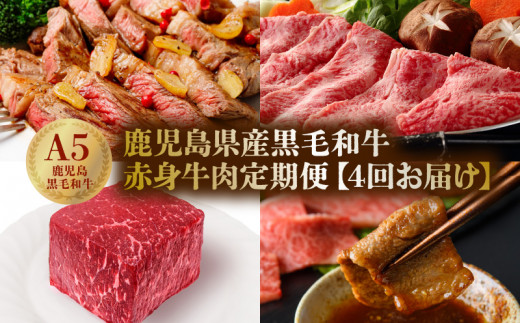 全4回】Ａ５等級 鹿児島黒毛和牛 赤身牛肉 定期便 076-15 233222