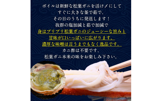 ６６３．【ボイル】タグ付き松葉ガニ　特大1枚（900g～1kg前後）【着日指定不可】※2023年11月～2024年3月発送予定《かに カニ 蟹》